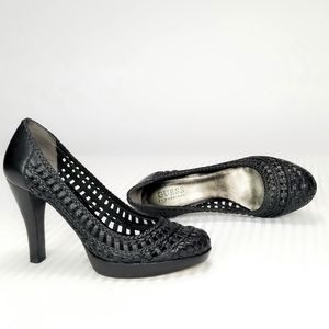Guess Black Leather Heels Size 5 1/2 M